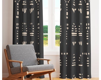 African mudcloth print window curtain Curtains for living room Blackout curtains for bedroom Minimalist curtain panels-28