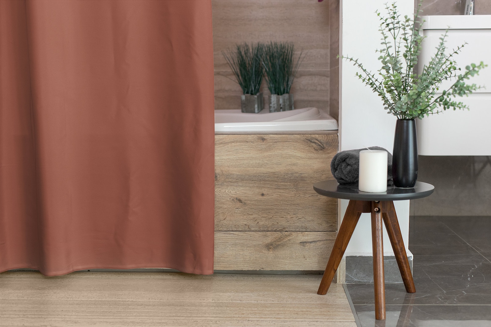 Terracotta Shower Curtain Apricot Shower Curtain Color Blocked Etsy