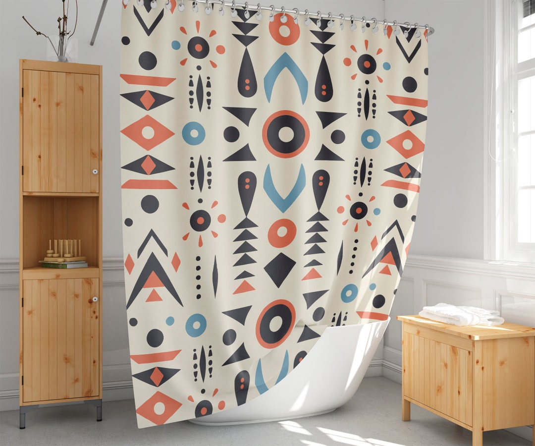 Indians Native American Navajo Aztec Tribal Print Bathroom Shower Curtain main image 0
