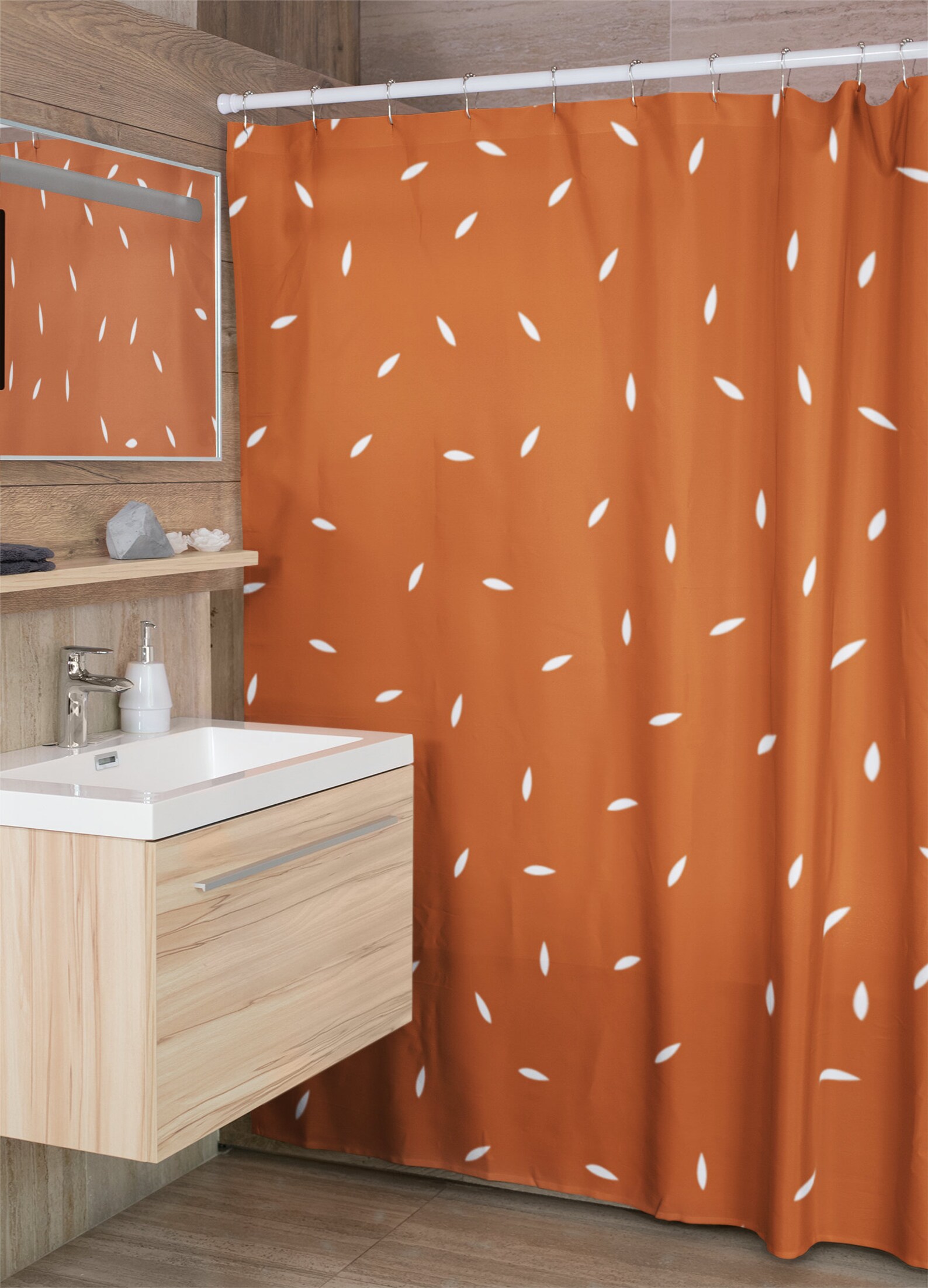 Burnt orange shower curtain Dotted shower curtain Extra long Etsy