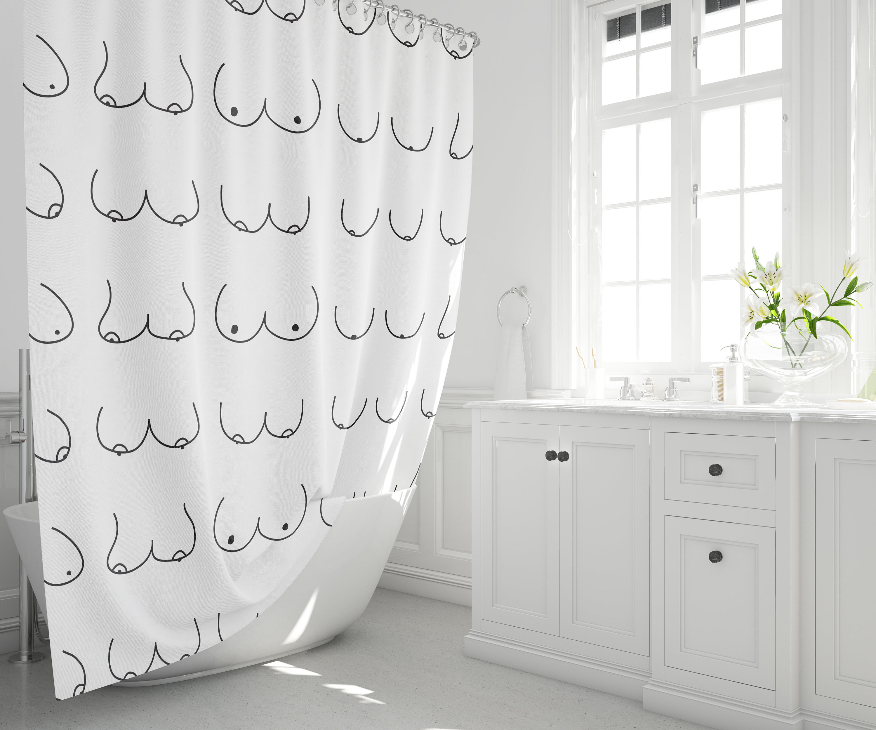 SHENGJUN Weihnachts-Duschvorhang – 180x180 Cm, Wasserdicht, Mit 12 Haken, Festlich & Bunt