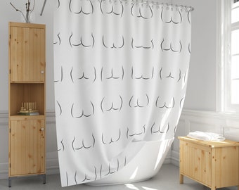 Funny Butt Shower Curtain: Body Positive Black and White Print