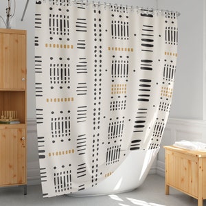 African mudcloth inspired shower curtains, Ethnic bath curtains, Simple bathroom decor, Extra long and custom size-26