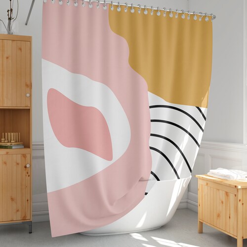 Pink Shower Curtain Modern Shower Curtains Long Bath Etsy