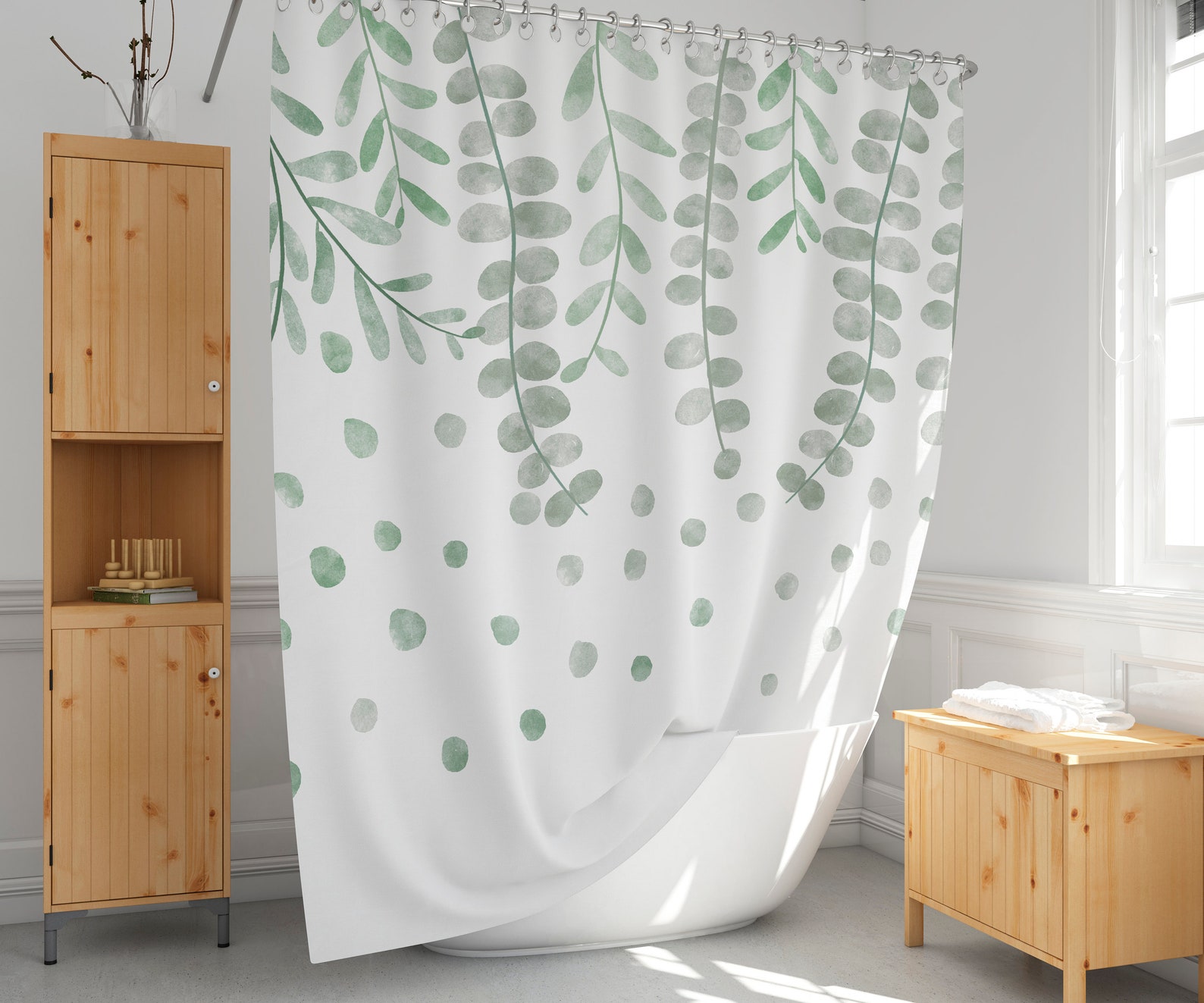 Eucalyptus Shower Curtain Botanical Bath Curtain Plants Etsy