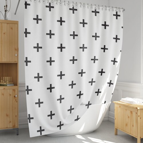 Black Cross Shower Curtain And, All Black Shower Curtain Set