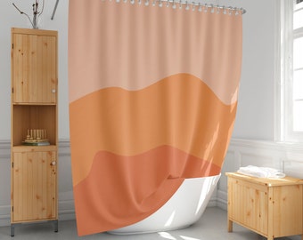 Burnt orange shower curtain, Abstract art bath curtain, Aesthetic shower curtains, Modern, Standard and extra long sizes Gift idea-154