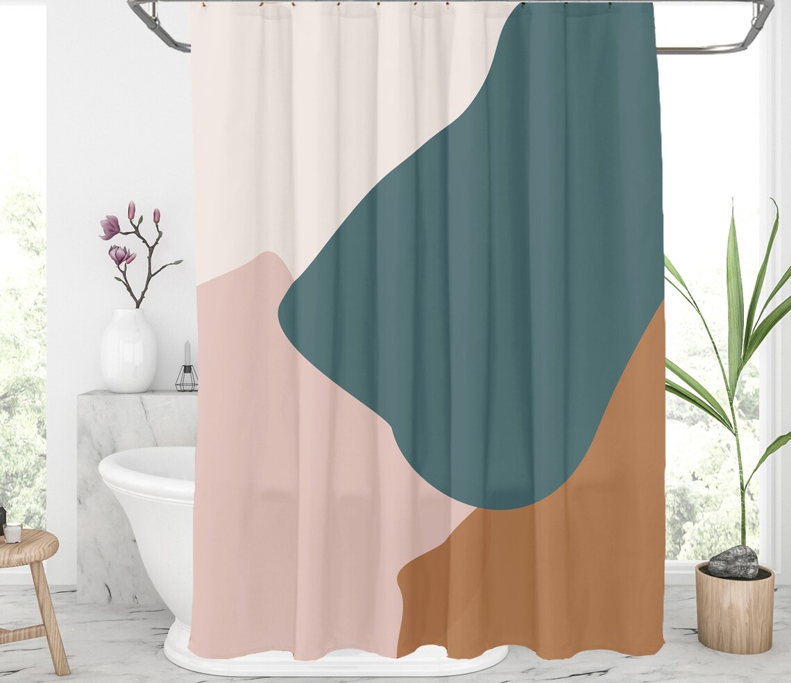 Neutral colors shower curtain Abstract shower curtains Extra Etsy