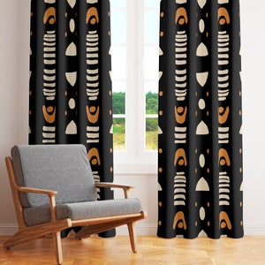 African mudcloth print window curtain Curtains for living room Blackout curtains for bedroom Minimalist curtain panels-58