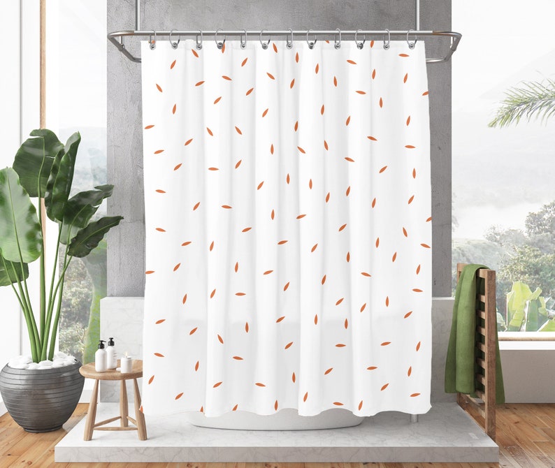 Burnt orange and white shower curtain Burnt orange dotted Etsy