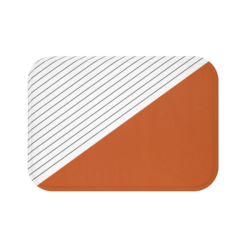 Burnt Orange Bath Mat Gometric Bath Rug Striped and Triangle Etsy