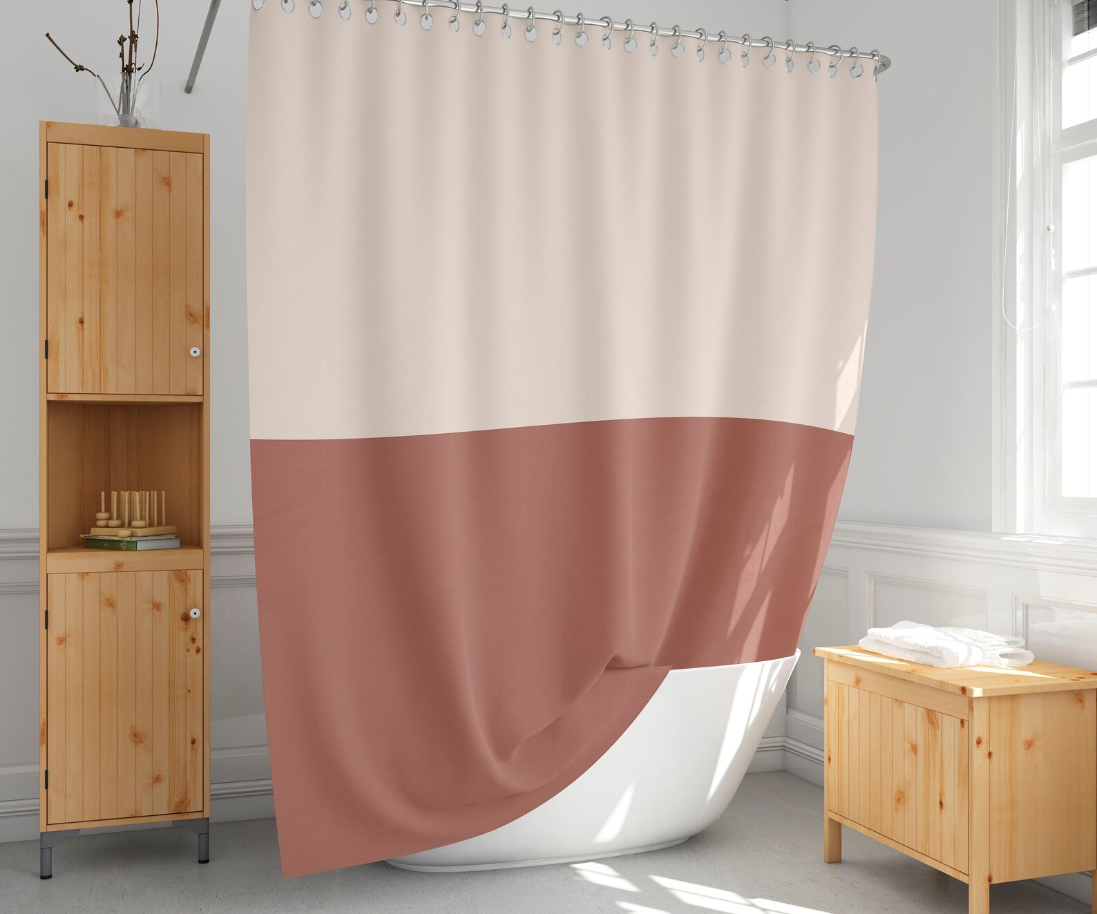 Terracotta Shower Curtain Earth Colors Bath Curtain Simple Etsy