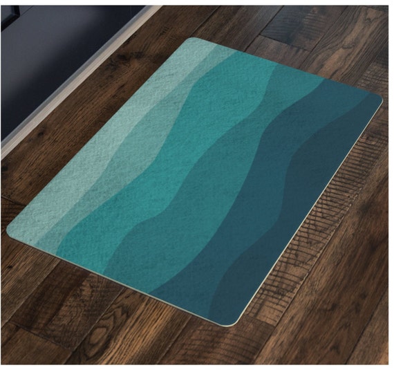 Doormat Sea Waves Door Mat Abstract Sea Waves Door Rug Blue