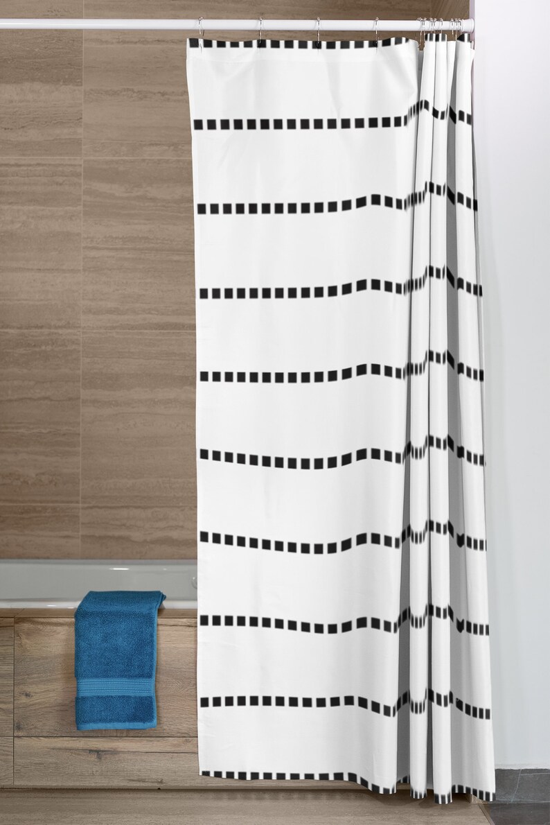 Black and White Shower Curtains Striped Shower Curtain Extra Etsy