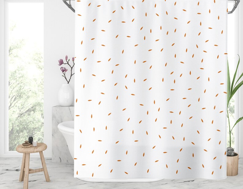 Burnt orange and white shower curtain Burnt orange dotted Etsy