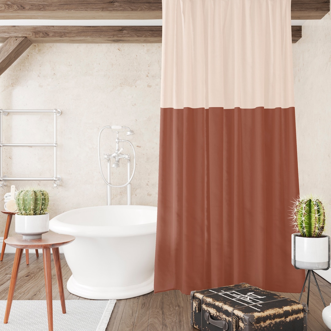 Simple Shower Curtains Terracotta Bath Curtain Modern - Etsy
