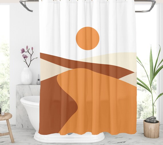 Earth tone shower curtain Desert landscape shower curtain Long Etsy