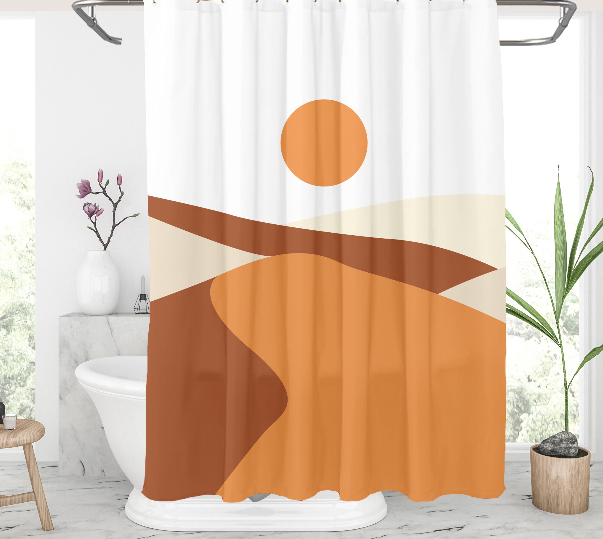 Earth tone shower curtain Desert landscape shower curtain Long Etsy