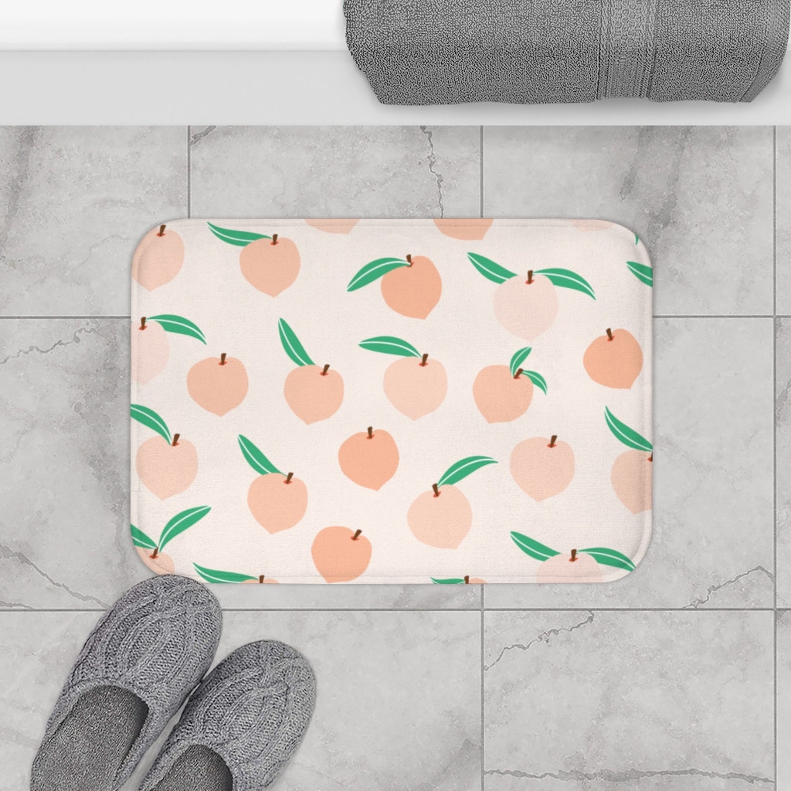 Peaches bath mat Peachy bath rug Fruit bath mat Farmhouse bath Etsy