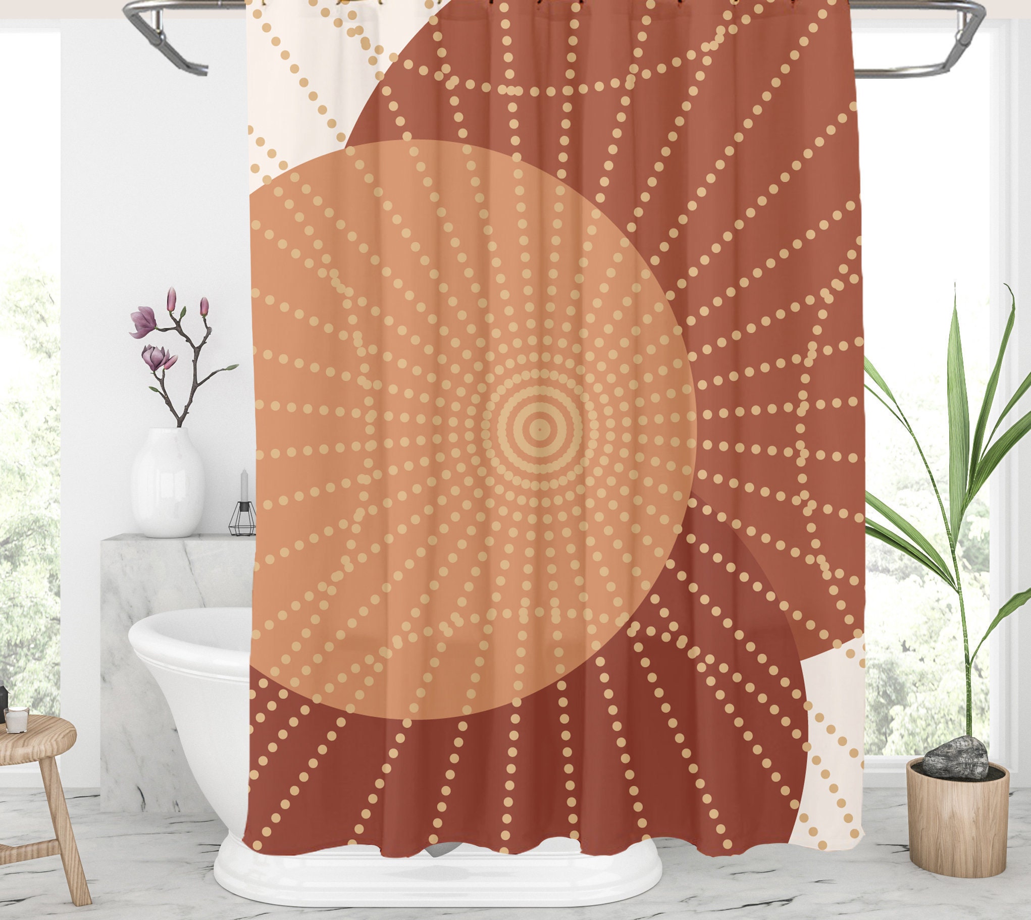 Orange shower curtain African print shower curtains Long bath Etsy