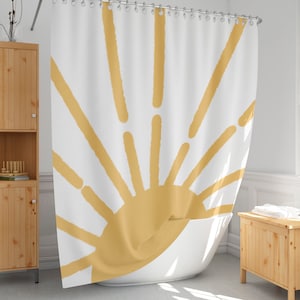 Sun Shower Vorhang, Boho Badevorhang, Sunburst Duschvorhang, Extra lang und StandardGröße, Bauernhaus Bad Dekor-126