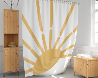 Sun shower curtain, Boho bath curtain, Sunburst shower curtains, Extra long and standard size, Farmhouse bathroom decor-126