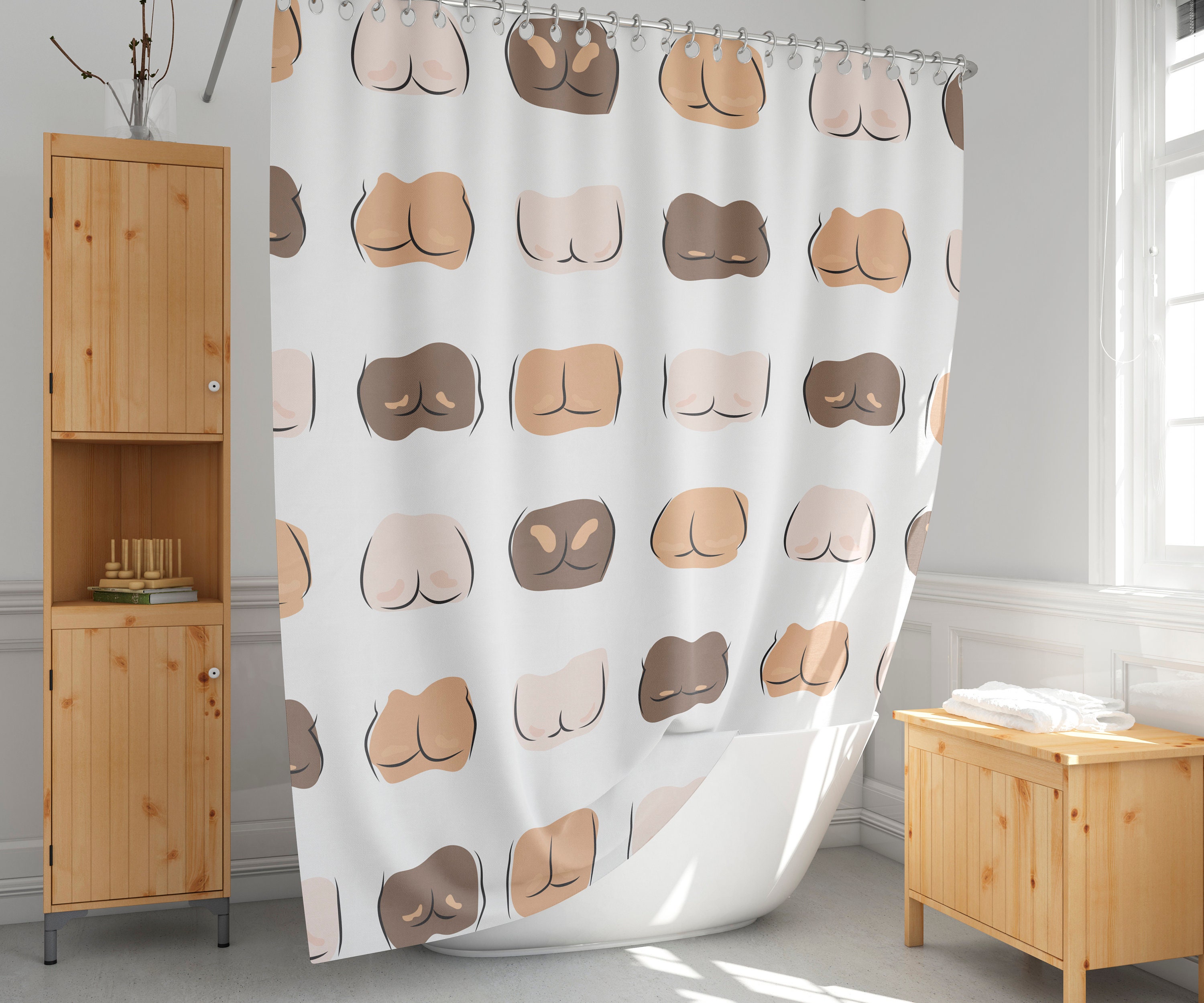 Butt Shower Curtain, Feminist Bath Curtains, Body Positive, Funny