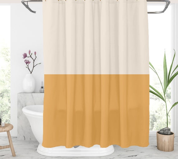 Beige and mustard shower curtain Color blocked shower curtains Etsy