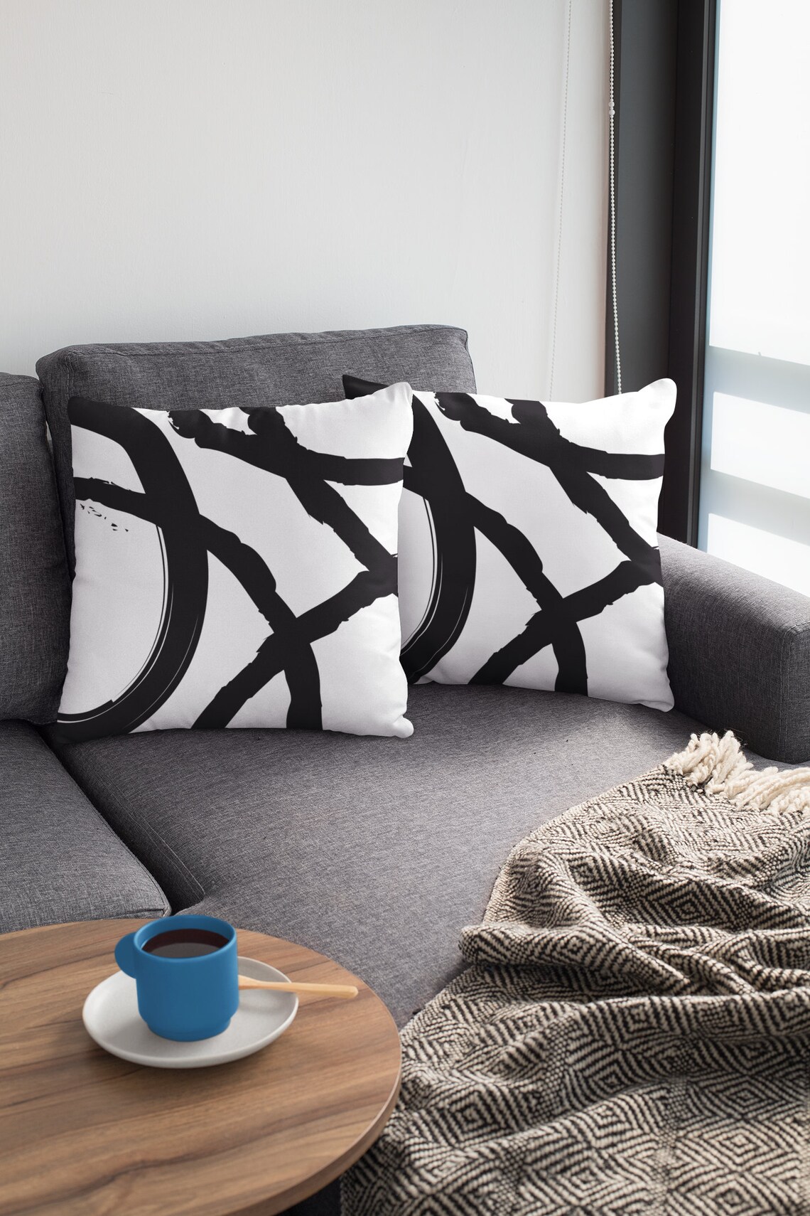 Black and white pillow cover Pillow cases 18x18 Minimalist Etsy