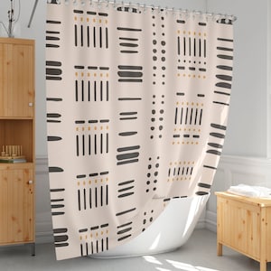 African Mudcloth Shower Curtain: Ethnic Inspired Bath Decor