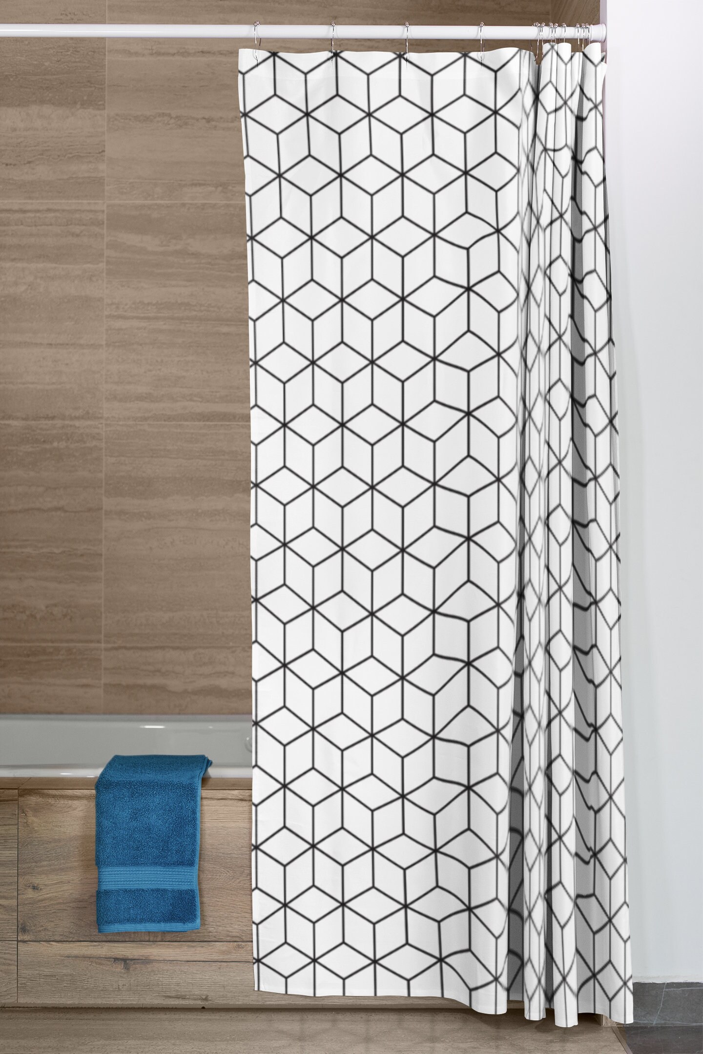 Geometric shower curtain Black and white shower curtain Etsy