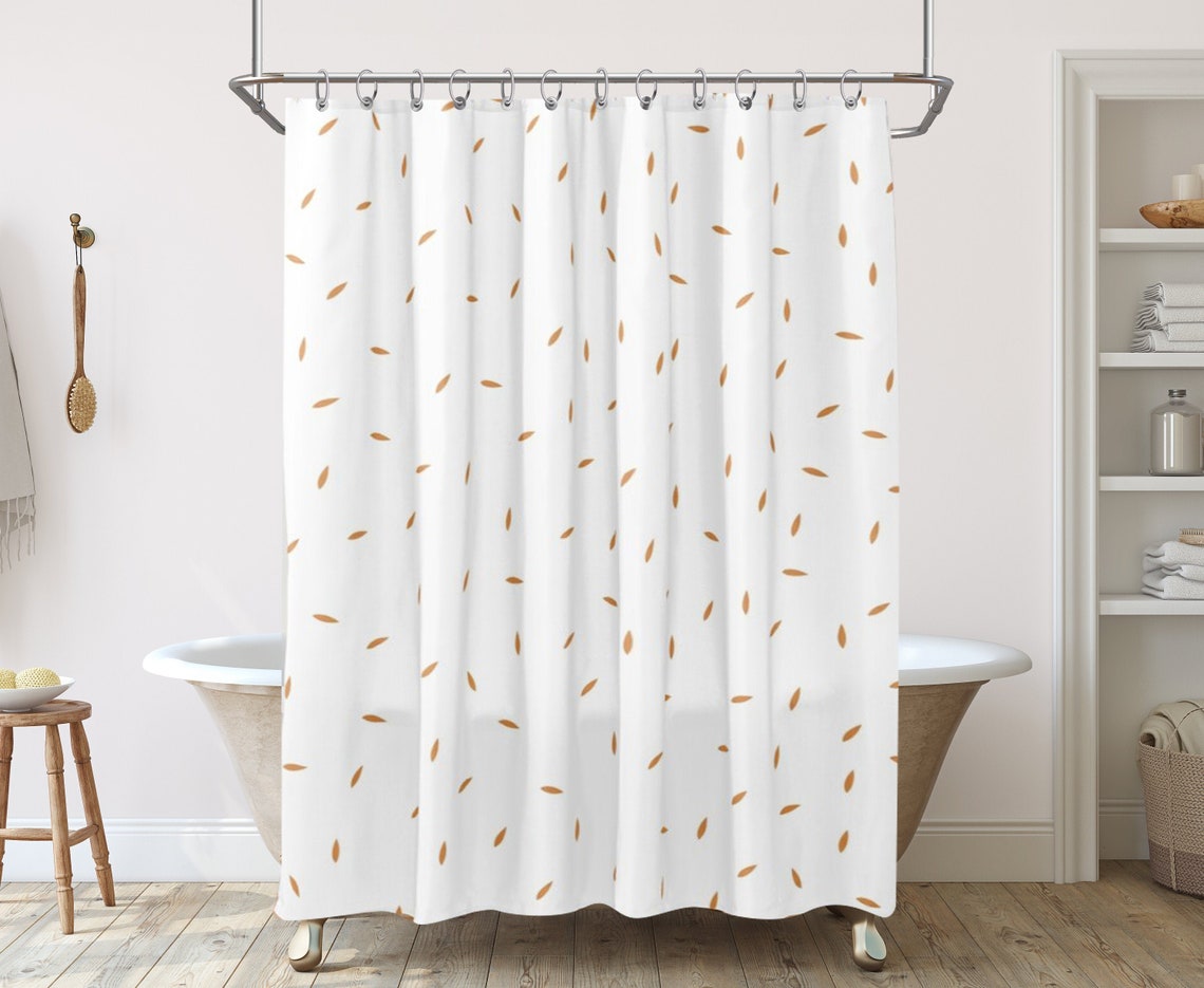 Burnt orange and white shower curtain Orange shower curtains Etsy