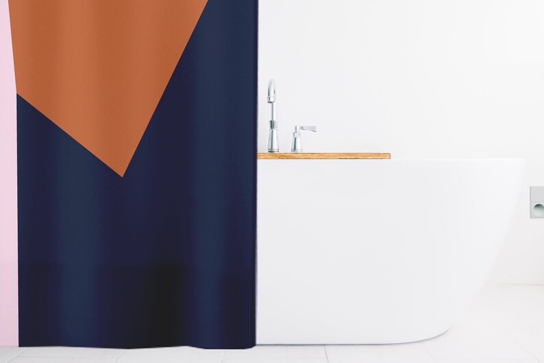 Burnt orange shower curtain Navy blue shower curtains Abstract | Etsy