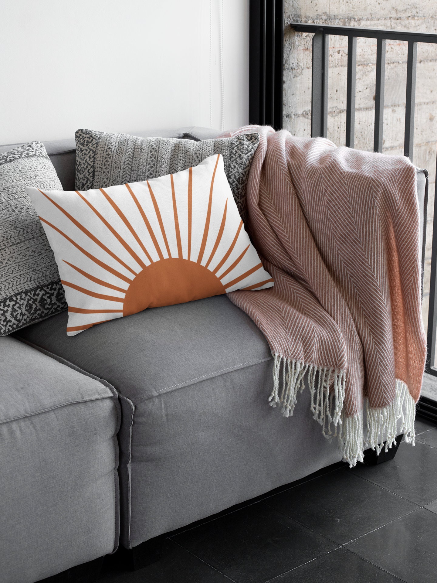 Lumbar Pillow Boho sun pillow Sunburst lumbar pillow Throw Etsy