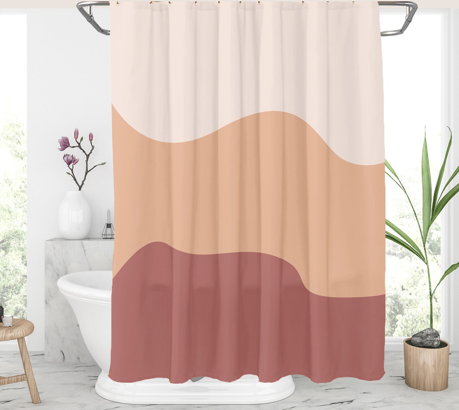 Terracotta shower curtain Modern shower curtains Long bath Etsy