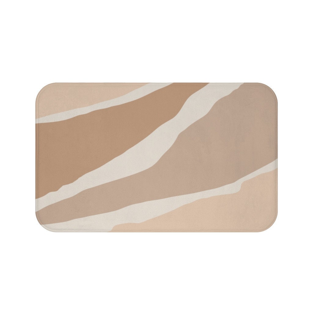 Neutral color bath mat Earth tone bath mat Abstract art bath Etsy