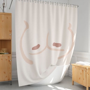 Funny shower curtain Neutral color shower curtain Butt shower curtain Body positive printed Extra long Minimal style Hand drawn-60