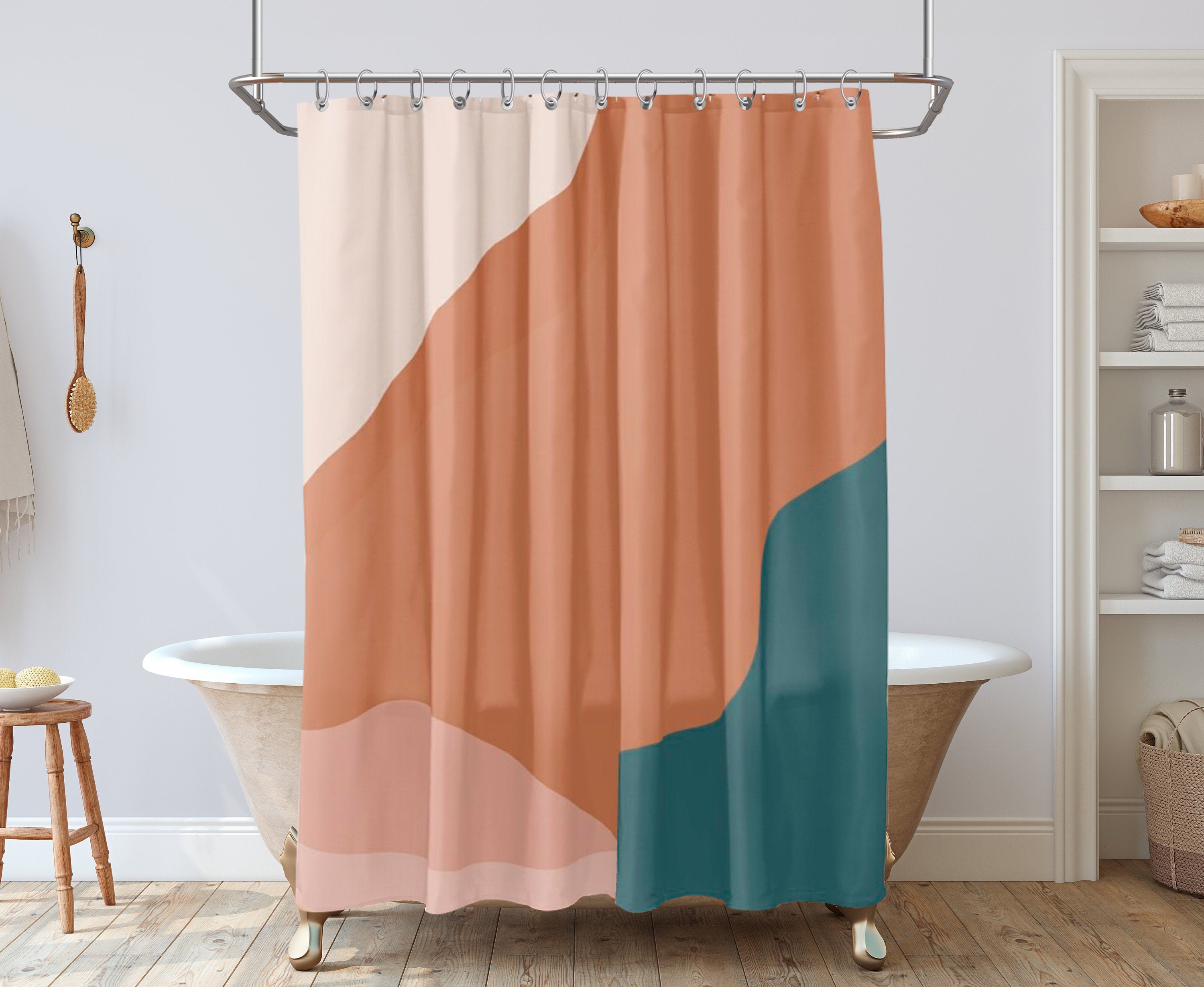 Neutral color shower curtain Abstract shower curtains Extra Etsy