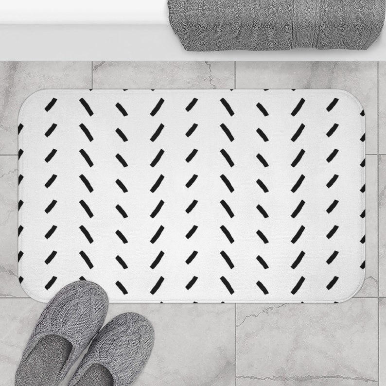 Black and White Bath Mat African Pattern Bath Mat Bathroom Etsy