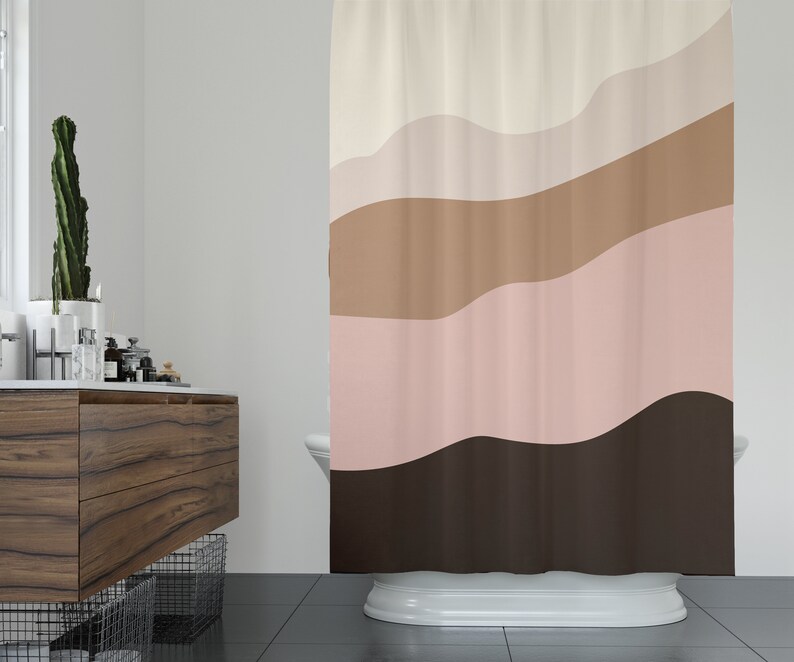 Earth tone shower curtain Color block shower curtain Brown and Etsy