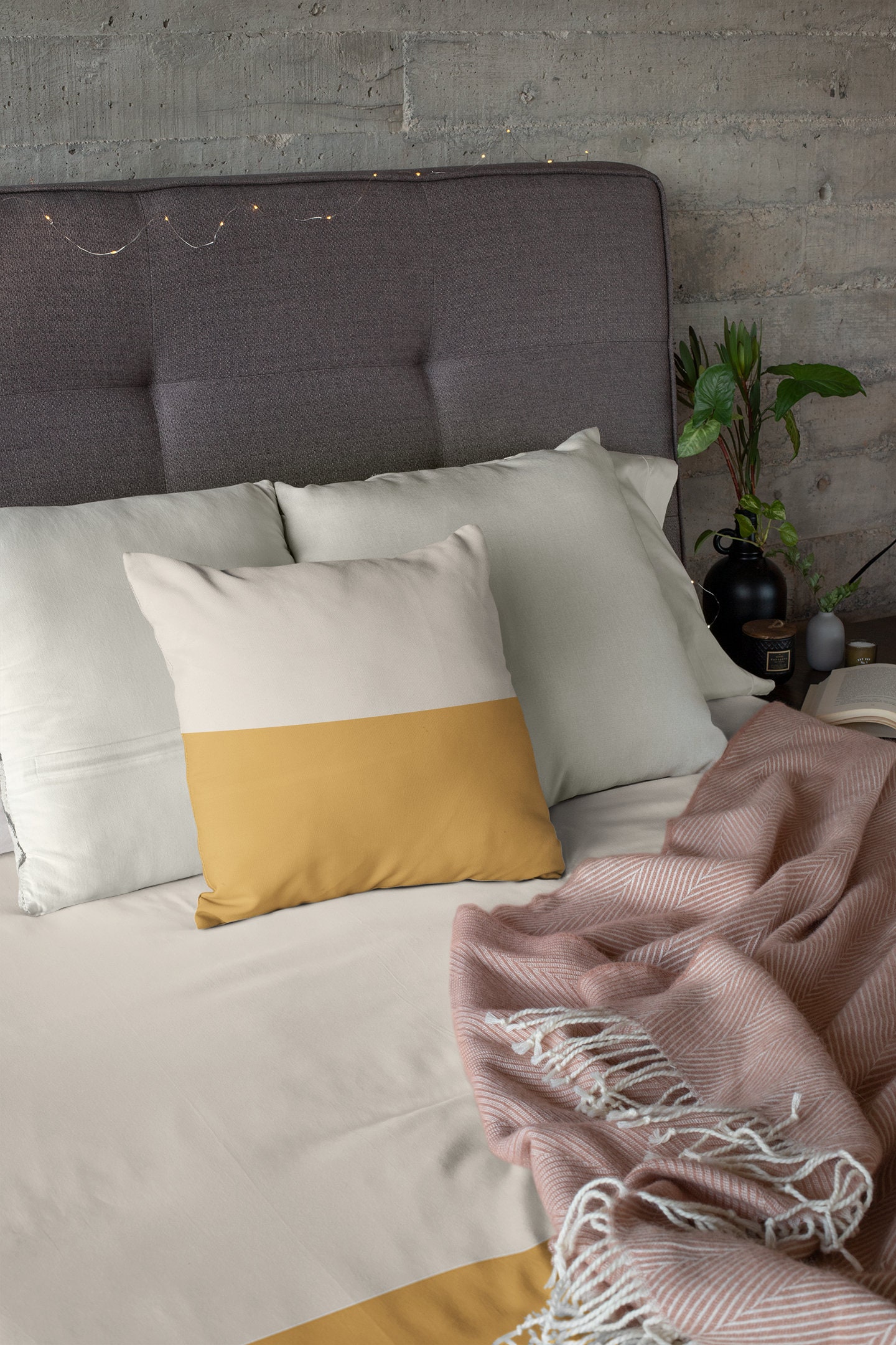 Beige and mustard pillow case Color blocked throw pillow cover Etsy