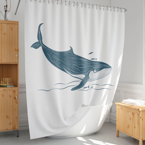 Whale Shower Curtain Etsy
