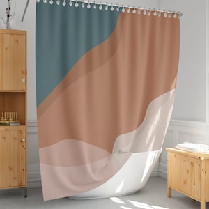 Abstract shower curtain, Art bath curtain, Simple bathroom decor, Neutral colors, Standard and extra long size Gift idea-228