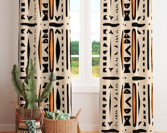 African mudcloth print window curtain Curtains for living room Blackout curtains for bedroom Ethnic blackout curtains-41