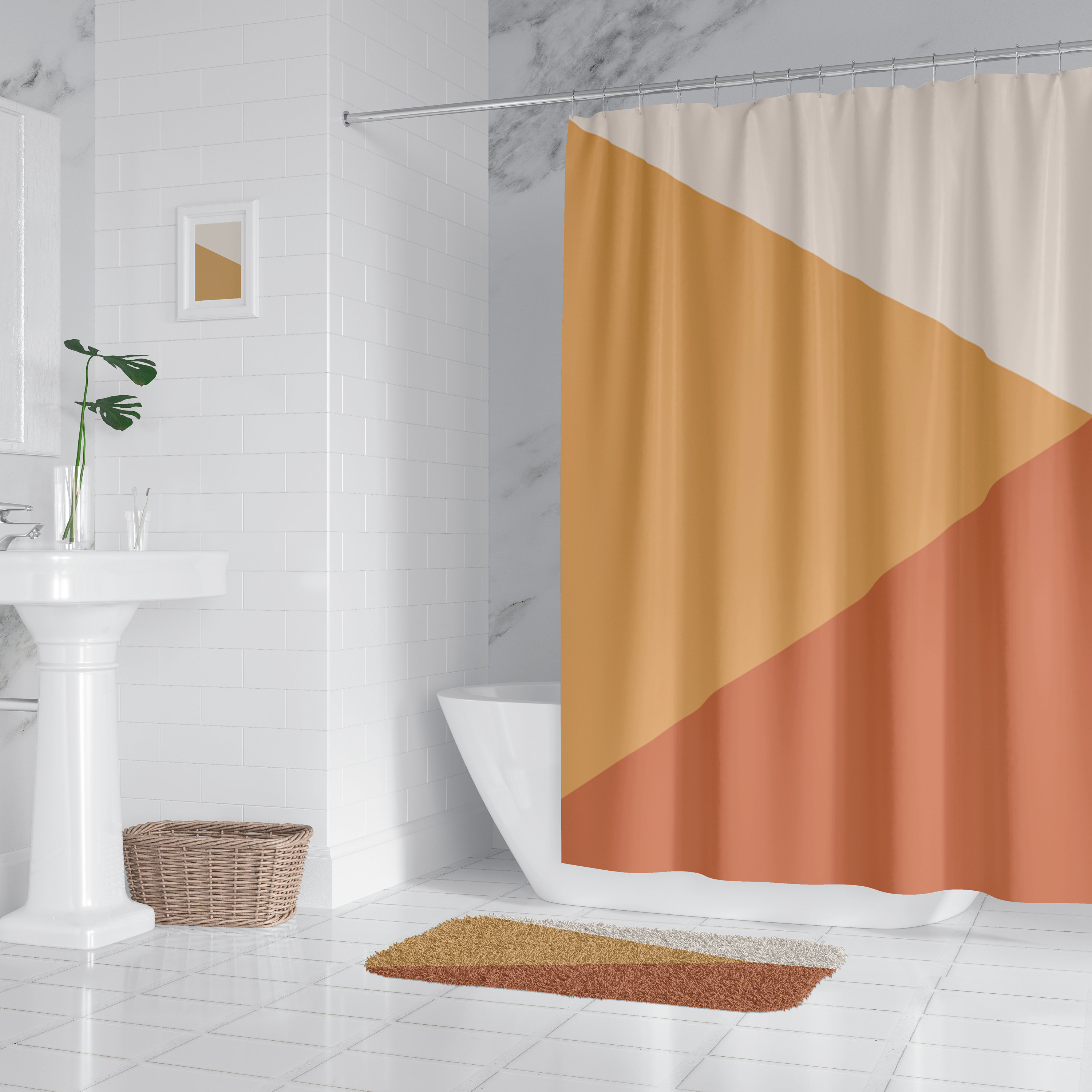 Extra shower curtain mustard and burnt orange shower curtains Etsy