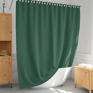 Cortina de ducha verde esmeralda oscuro: moderna cortina de baño sólida