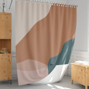 Neutral shower curtain, Art bath curtain, Modern bathroom decor, Abstract shower curtain, Standard and extra long size-241