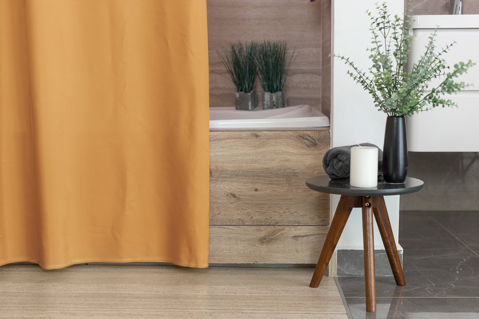 Beige and Yellow Shower Curtain Color Blocked Shower Curtains Etsy