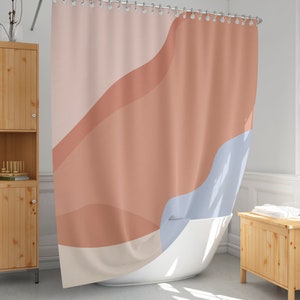 Abstract shower curtain, Aesthetic art bathcurtain, Pastel color, Modern style, Shower curtain set, Simple bathroom decor-285