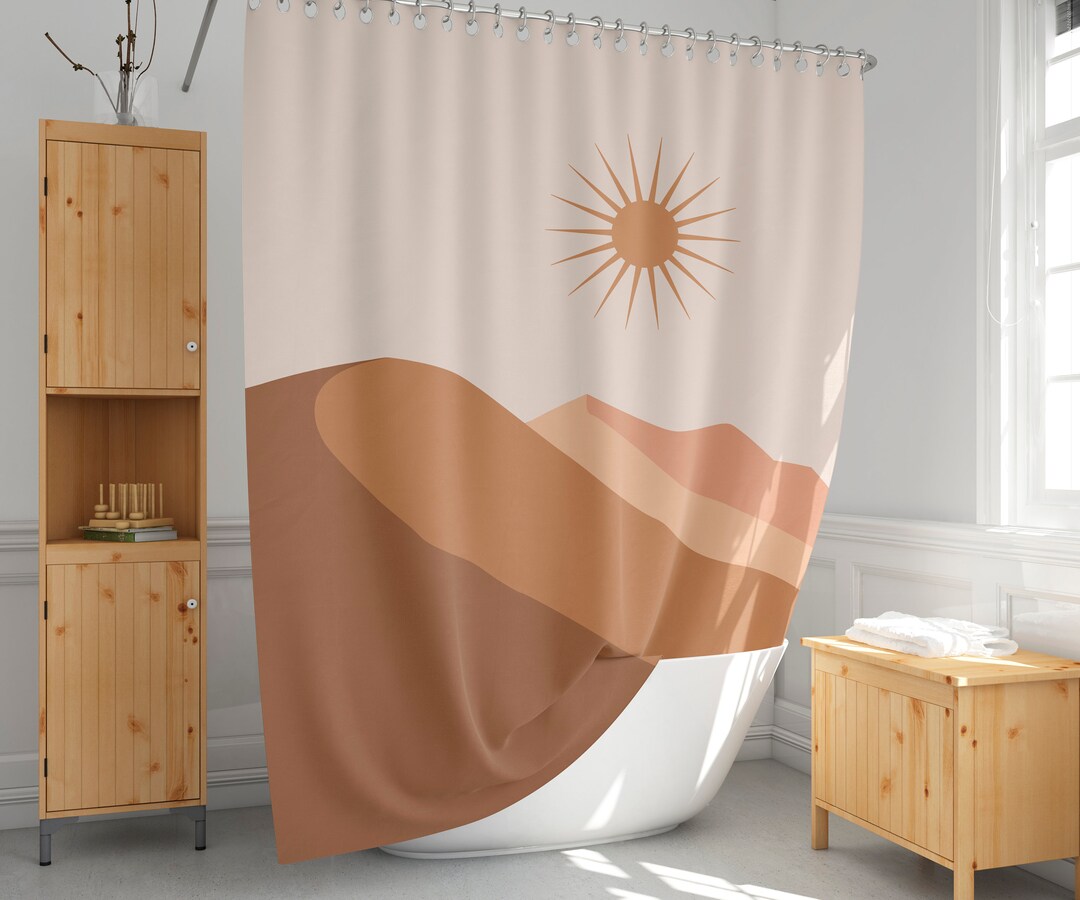 Boho Shower Curtain Desert Landscape Shower Curtain Extra Long Etsy